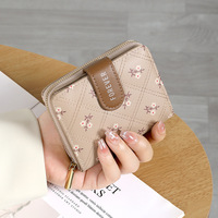 Dompet Wanita Minimalis Geometris Portabel, Tempat Kartu Pendek Bermotif, Dompet Koin dengan Ritsleting