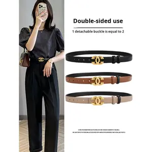 महिलाओं के लिए 2025 नई शैली ग्रीष्मकालीन नकली चमड़े के बहुमुखी प्रतिवर्ती मिश्र धातु बकल बेल्ट महिलाओं के लिए - Product Image 2