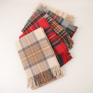 <strong>100</strong>% <strong>Wool</strong> Blanket, Large-Sized Checkered <strong>Shawl</strong> &amp; Thick Winter Throw Blanket-7a50975 - Product Image 1