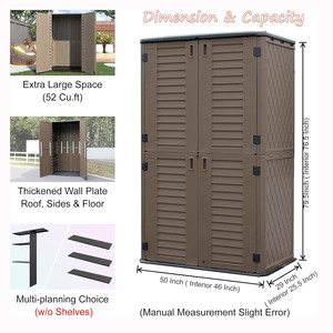 Venta caliente de herramientas pequeñas de servicio pesado Sustaniable grueso doble puerta jardín impermeable <span class=keywords><strong>resina</strong></span> plástica patio <span class=keywords><strong>cobertizo</strong></span> para Patio trasero - Product Image 4