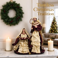 Crèche en résine artisanale, figurines de Noël décoratives et de collection, ensemble Famille Sainte 3 pièces couleur or champagne