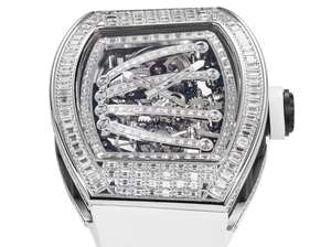 Nouvelle montre mécanique de luxe à tourbillon, très vendue, de haute qualité, avec design entièrement serti de diamants, bracelet en caoutchouc, boîtier en métal, cadran à aiguilles - Product Image 4