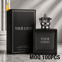 Parfum masculin personnalisé à étiquette privée, boîte noire avec bordure argentée, parfum sur mesure Oud Saffron Vanille, parfum intense en spray