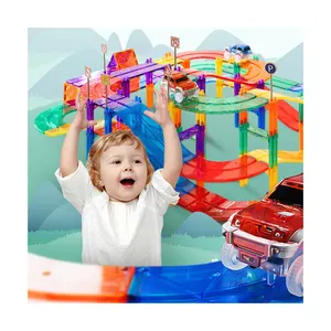 MNTL Offre spéciale Carreaux de construction magnétiques 108pcs Jouets magnétiques éducatifs en plastique pour enfants Piste de course de voitures pour enfants
