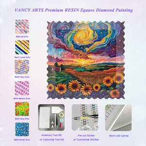 VANCY ARTS <span class=keywords><strong>Peinture</strong></span> Diamant 5D Personnalisable : Superbe <span class=keywords><strong>Champ</strong></span> <span class=keywords><strong>de</strong></span> Tournesols et Ciel Tourbillonnant – Idéal pour la Décoration DIY - Product Image 1