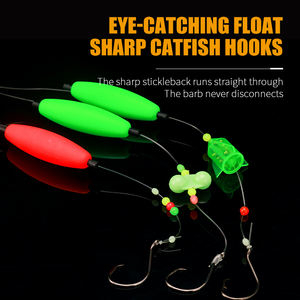 LUSHAZER Flotteur de poisson-chat prêt à l'emploi en mousse EVA Slip Bobber Drift Fishing Leader avec perles Offset Circle Hook Surf Bottom Tackle - Product Image 3