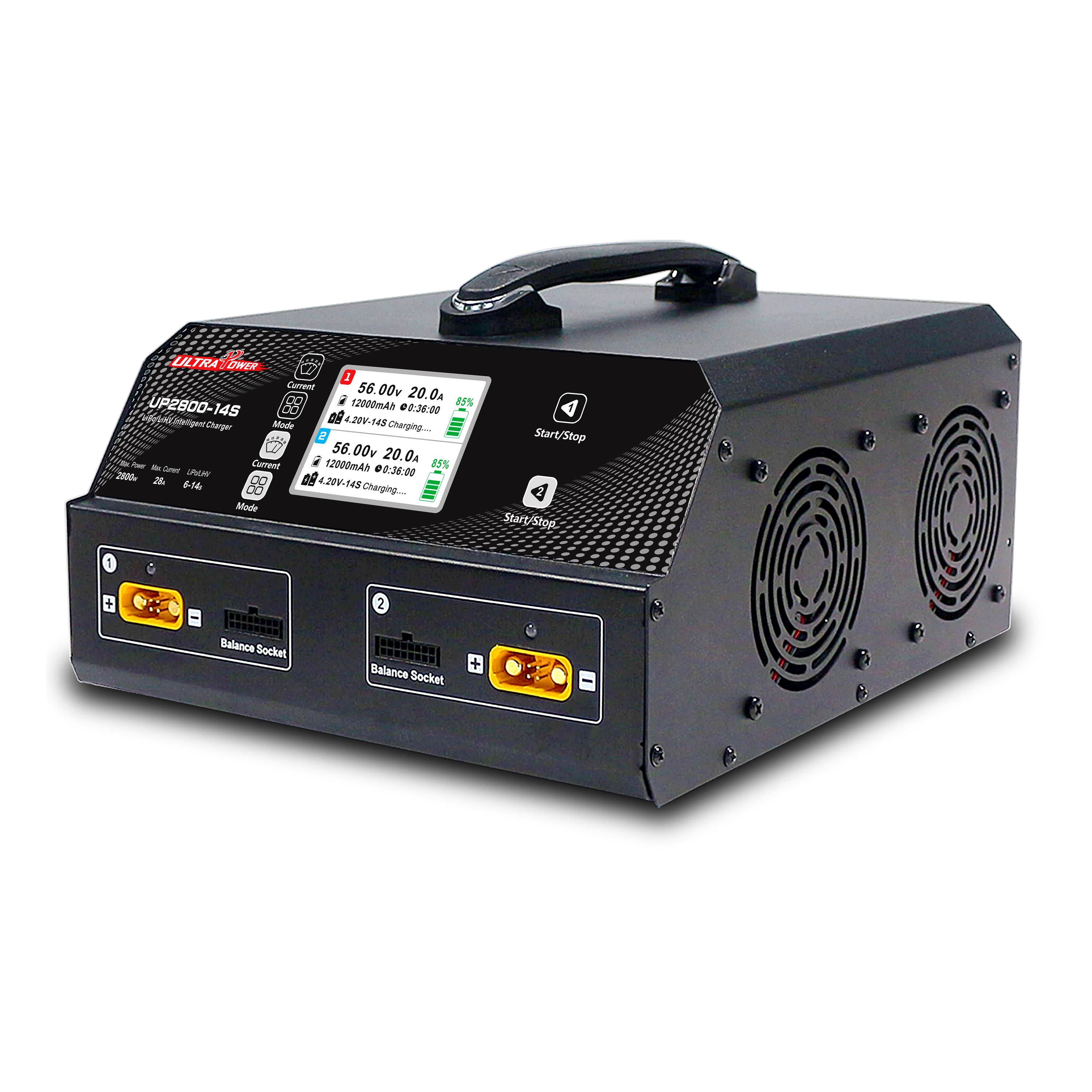 UP2800-14S 2800 Вт 28A, поддержка 6-14S LiPo/ LiHV, аккумулятор высокой мощности, зарядное устройство, полчаса, чтобы заполнить две батареи