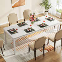 Table de salle à manger carrée blanche d'intérieur et d'extérieur, table de salle à manger en bois pour restaurant