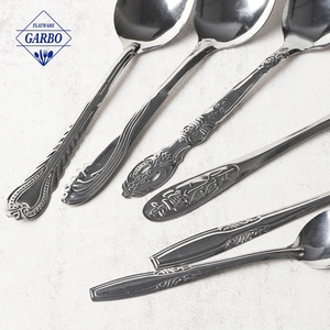 Bộ dao dĩa nhà hàng tiệc cưới bán buôn, giá rẻ, đánh bóng, khắc nổi, làm bằng thép không gỉ 410, thìa ăn cơm - Product Image 3