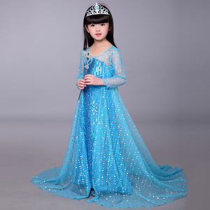 Vestito da Principessa <span class=keywords><strong>Frozen</strong></span> per Bambine, Lussuoso Abito <span class=keywords><strong>di</strong></span> <span class=keywords><strong>Elsa</strong></span> con Lungo Mantello Luminoso, <span class=keywords><strong>Costume</strong></span> da Regina delle Nevi per Compleanno e Cosplay - Product Image 3