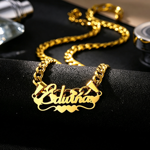 Collar Personalizado Chapado en Oro <span class=keywords><strong>de</strong></span> 18K, Acero Inoxidable 316L, Resistente al Agua, Hipoalergénico, Cadena con Letras, Joyería para Mujer, Regalo - Product Image 2