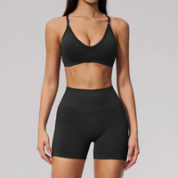 Ensemble de yoga 2 pièces pour femme, short taille haute push-up, effet galbant fessier, tenue de fitness et d'entraînement de haute qualité