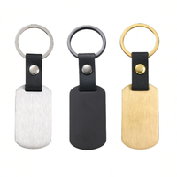 Logo personnalisé gravé au laser en forme de Ronud porte-clés en cuir vierge en acier inoxydable brossé porte-clés pendentif étiquette