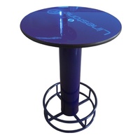 Gewerblicher Moderner Runder Metall-Bartisch mit Stabilem Sockel, Langlebiger Industrieller Hoher Tisch für Outdoor-Bistros