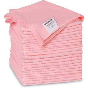 Chiffons de nettoyage en microfibre rose 16x16 Boardwalk, serviettes de detailing automobile à séchage rapide, lot de 24 en polyamide - Product Image 4