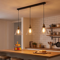 Suspension industrielle vintage à 4 lumières en verre ambré, réglable, avec douille E27, pour salle à manger et bar