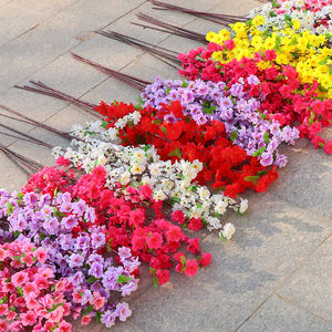 Tanaman palsu bunga persik buatan, bunga persik ungu buatan untuk dekorasi rumah, bunga simulasi ungu - Product Image 1