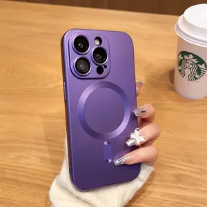 New magnetic phone case for iphone 13 15 pro comes with lens film matte shockproof phone case for iphone 14 12 11