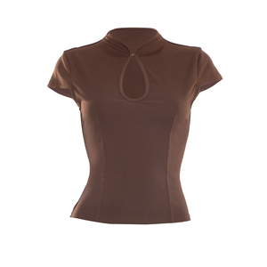 Viviblook C26TP007 Nouveaux hauts d'été décontractés à manches courtes et découpes pour femmes - Product Image 4