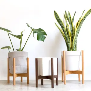 Moderne Speciale Ontwerp Verstelbare Extension Bamboe Hout Decoratieve Plant Stand Bloempot Houder