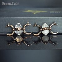 PM49427 Pendentif en cristal croissant de lune esthétique vampire, connecteurs en pierres précieuses mélangées pour la fabrication de bijoux d'Halloween