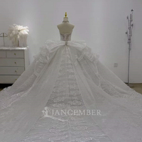 Robe de mariée vintage Jancember JJ145, sans bretelles, en dentelle ivoire, à volants