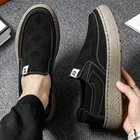 Chaussures en tissu à enfiler pour hommes, respirantes, à semelle épaisse et souple, polyvalentes, décontractées