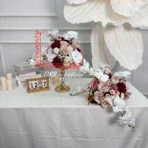 Centros de Mesa de Lujo con Vegetación, Arreglos Florales para Bodas, Bola de Flores Rosa y Blanca para Decoración de Mesa - Product Image 3