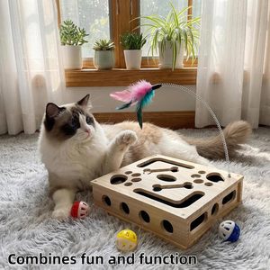 Boîte d'enrichissement interactive pour <span class=keywords><strong>chat</strong></span> avec griffoir et lime à ongles en papier de verre, jouet à friandises anti-stress pour le soin des ongles - Product Image 5