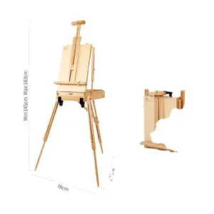 滚动移动木制法国艺术艺术家画架便携式素描画框画架带轮HX-3E