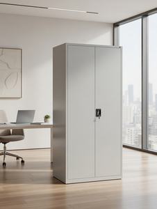 Armoire de classement de bureau en acier thermolaqué, mobilier de rangement métallique, avec serrure à clés et porte vitrée - Product Image 5