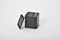 Boîte de rangement carrée noire en fer blanc électrolytique recyclé, personnalisée, de qualité supérieure, pour poudre épicée, 66 mm, format cube, best-seller