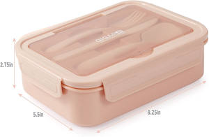 3 أقسام مربع تيفين بلاستيك محمول pp للكبار الصغار - Product Image 2