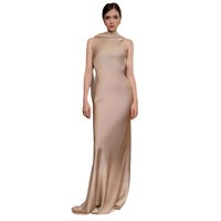 Robe de soirée décontractée et élégante pour femme, longueur ras du sol, taille empire, dos nu, silhouette fourreau, 100 % polyester