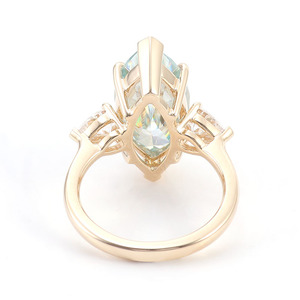 Bijoux fins 5.5ct bleu <span class=keywords><strong>vert</strong></span> BG2 Moissanite bague de mariage de luxe bijoux pour femmes <span class=keywords><strong>Provence</strong></span> 14k bague en diamant en or jaune - Product Image 4