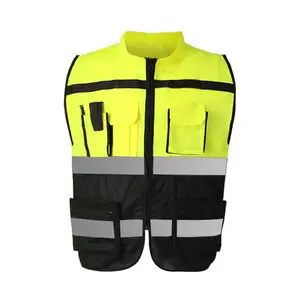 Hoge Zichtbaarheid Motorfiets/Bouw Reflecterende Veiligheid Jas Executive Vest Reflecterende Vest Met Strip Fabrikant