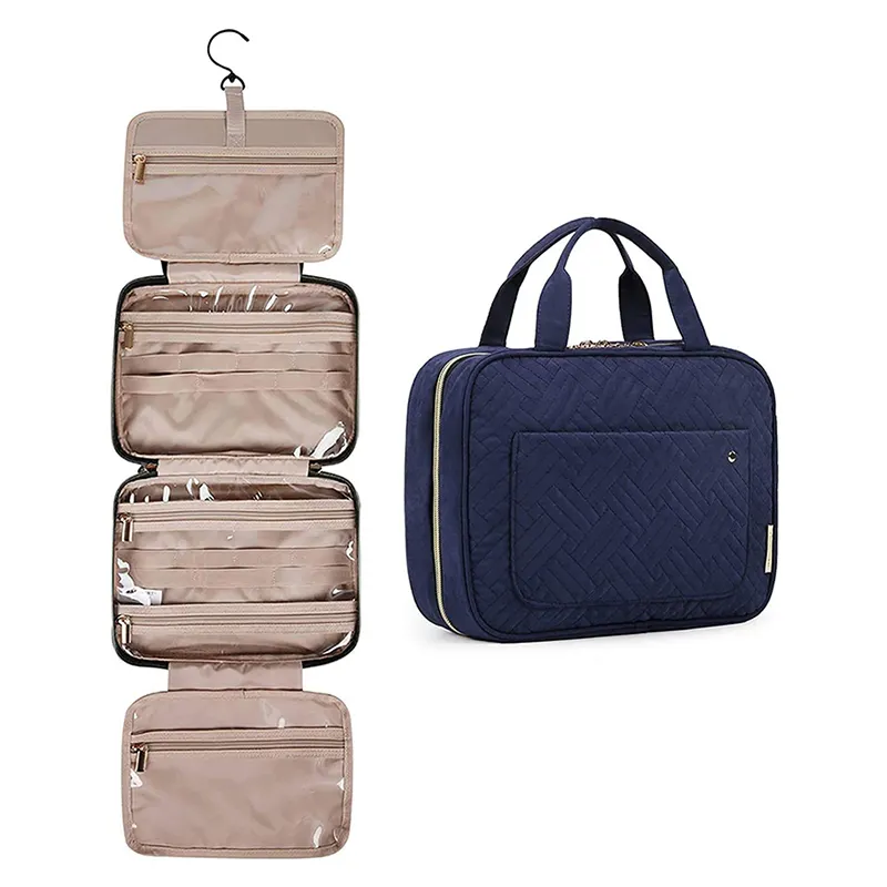Custom Multifunctional Large Water-resistant Makeup Cosmetic Bag Travel Organizer Travel Toiletry Bag with Hanging Hook