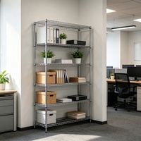 Étagère moderne à 6 niveaux en acier robuste, style métro, pour bureau, garage, conforme aux normes NSF, large, en fil chromé