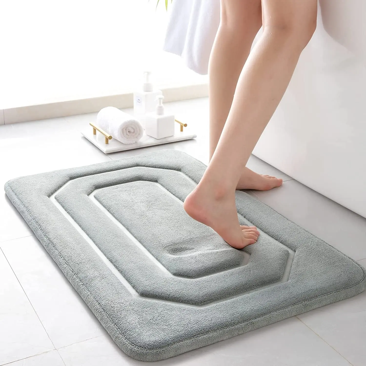 Microfibra poliestere memory foam tappetino da bagno set di tappeti assorbente d'acqua antiderrapante bano absorbente banheiros tappetino da bagno antiscivolo