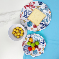 Assiette Ronde Plate Blanche 8'' en Mélamine Motif Coquillage OEM ODM pour Enfants, Idéale pour Fêtes d'Anniversaire Thème Sous-Marin Estival