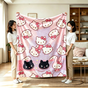 Custom <strong>Hello</strong> <strong>Kitty</strong> <strong>Blanket</strong> with logo Printed Fleece <strong>Blanket</strong> Personalized Patterns Plush sanrio Anime <strong>Blanket</strong> - Product Image 3