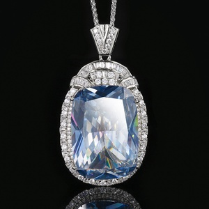 Polished Eco-friendly Copper Large Pendant Necklace Cubic Zirconia Hypoallergenic Jewelry for Women Banquet Party Gift Wholesale - Product Image 3