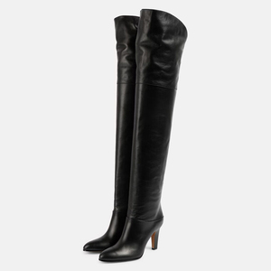 Botas Altas de Invierno para Mujer, Talla Grande 46, Estilo Western, con Punta Redonda, Tacón Grueso, Diseño en V en la Parte Trasera, Ajuste Ancho - Product Image 5