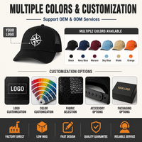 Gorras Trucker Personalizadas Bordadas, 5 Paneles, Malla Trasera Estructurada, Diseño 3D en Relieve de Rosa de los Vientos, Negras y Blancas, Gorras para Exteriores, Venta al Por Mayor