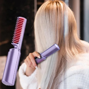 Fast <b>Heated</b> Cordless Straightener Brush Mini Hot Comb Styling Portable <b>USB</b> Rechargeable Electric Wireless Hair Straightening Com - Product Image 1