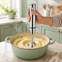 Blender Tangan DC 1000W dengan Kecepatan Tanpa Tingkatan, 4 Mata Pisau Baja Tahan Karat 304, untuk Jus, Selai, Sup Kental, Tersedia