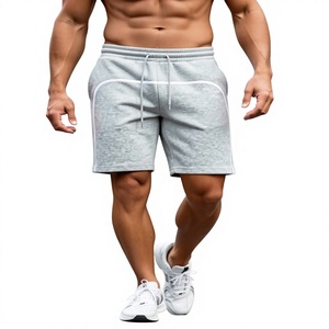 Pantalones Cortos de Felpa para Hombre, Corte Holgado, Cintura Elástica con Cordón, Casuales, para Ejercicio, Gimnasio, Entrenamiento, Cómodos, Estilo con Bolsillos, Largo Medio - Product Image 1
