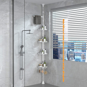 Venta caliente soporte de pie estante ajustable telescópico <span class=keywords><strong>4</strong></span> niveles baño esquina ducha estante champú para organizador de almacenamiento - Product Image 1