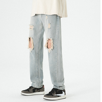 Personnalisé détruit déchiré J1eans Homme 13oz Y2K acide en détresse Scratch hommes pantalons pantalons