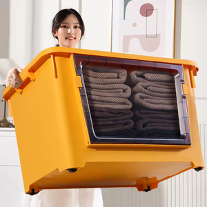 Direct Factory <b>Extra</b> <b>Large</b> Plastic Storage Box with Front Open Window Baby Clothing Organizer for Toys and Bedding - Product Image 1